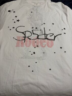 Travis scott tshirt White Rodeo Graphic Tee with Star Accents